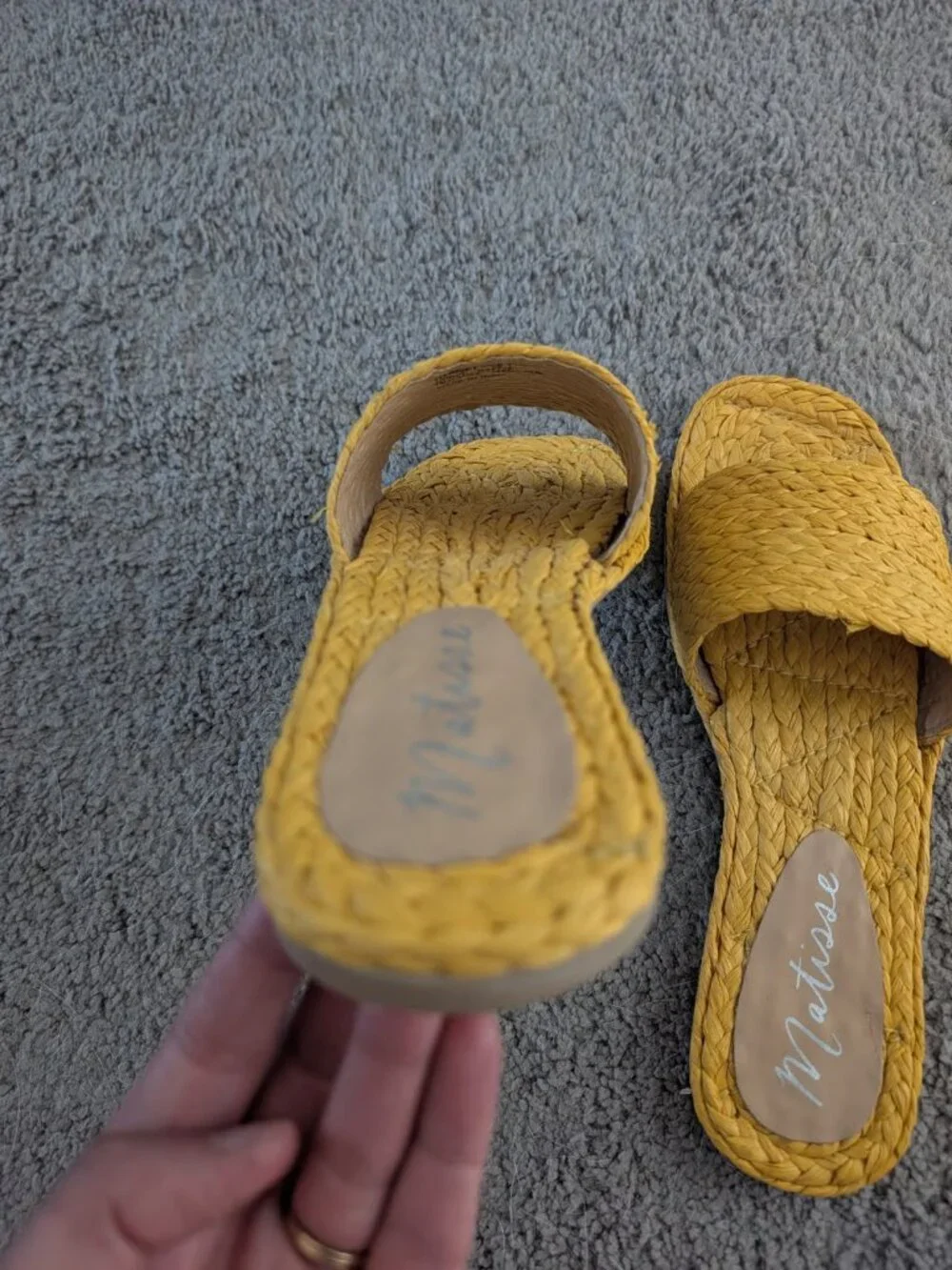 Matisse Yellow Rattan Slide Sandals - Women's Size 11